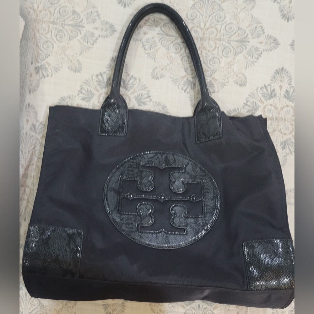 Tory Burch Large Black Nylon Ella Tote